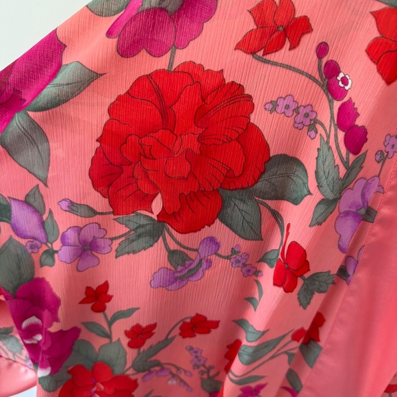 Vintage Victoria's Secret Gold Label Floral Wrap Kimono Robe One Size - Picture 8 of 9